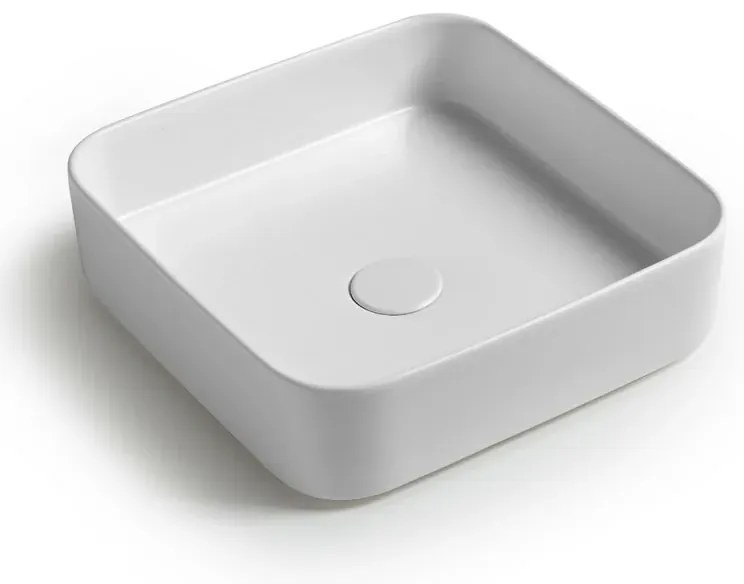 Lavabo da appoggio quadrato 40 in ceramica bianco lucido Epsilon