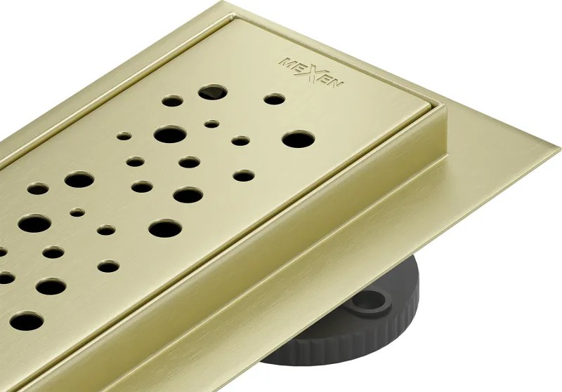 Mexen Flat 360° M12 scarico lineare rotante 50 cm, oro spazzolato - 1A21050-40