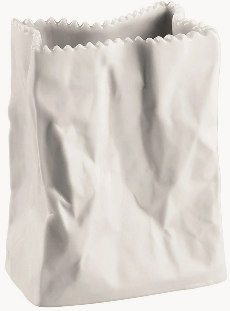Vaso in porcellana Paper Bag, alt. 10 cm