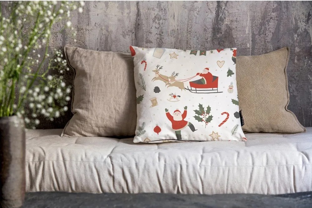 Federa decorativa a tema Natale 45x45 cm Happy Santa – Butter Kings