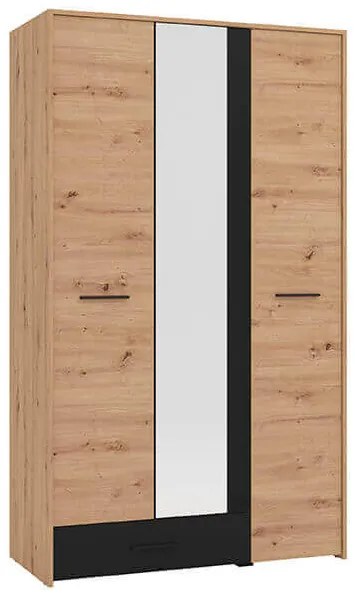 CADDIE - armadio tre ante moderno minimal in legno cm 119 x 53 x 203,7 h