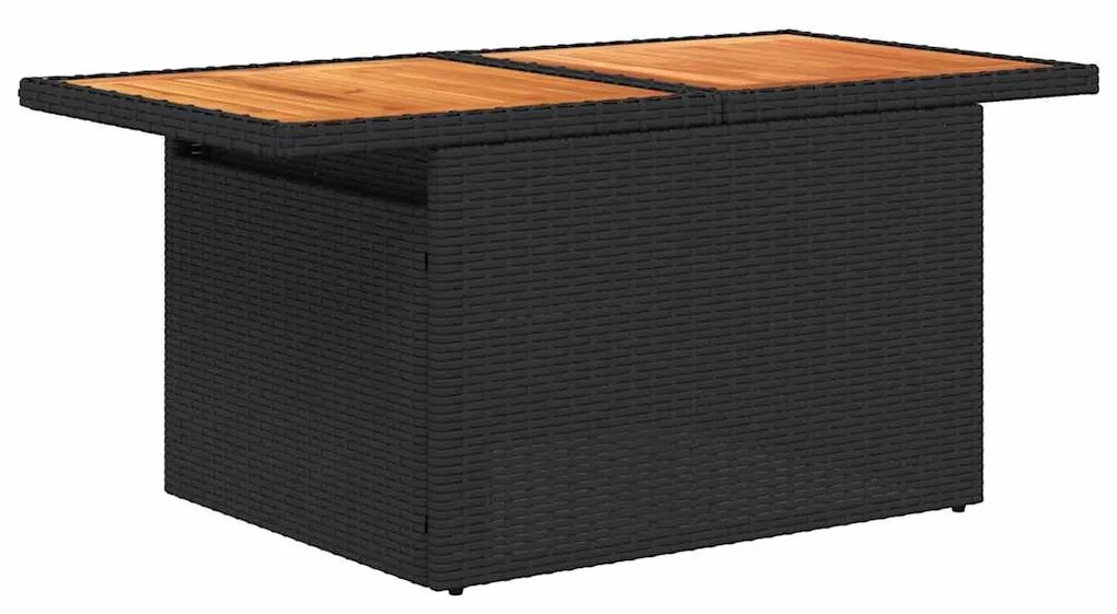 Set divano da giardino 6 pz con cuscini nero polyrattan acacia