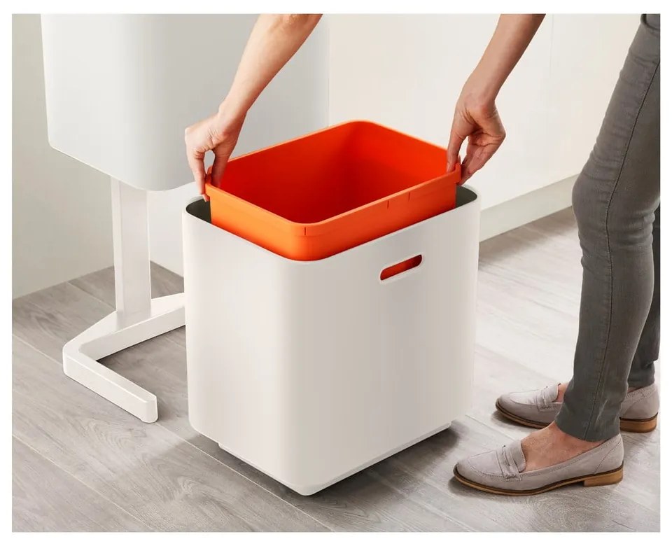 Bidone in acciaio beige per rifiuti differenziati 60 l Totem Max - Joseph Joseph