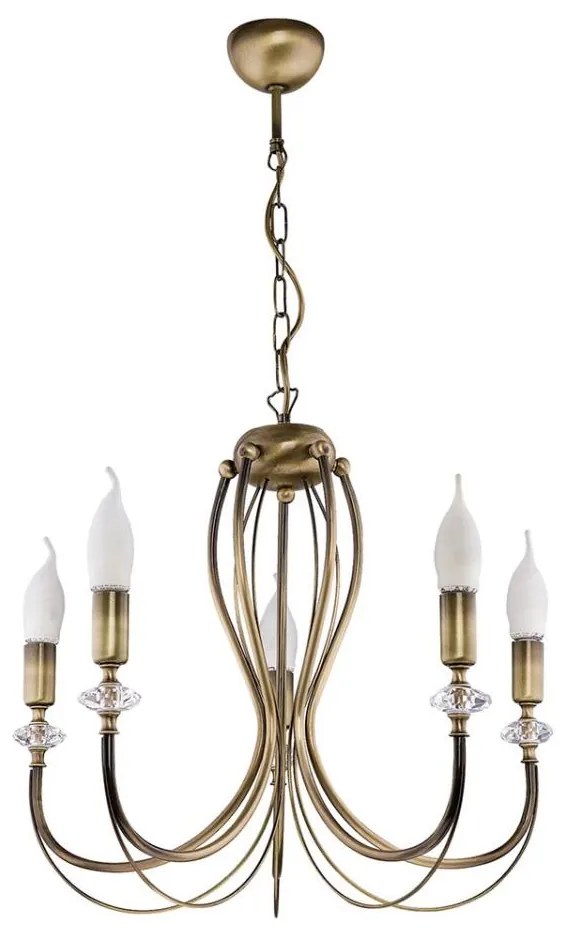 Jupiter 1611 - Lampadario su catena MELODY 5xE14/40W/230V patina ottone