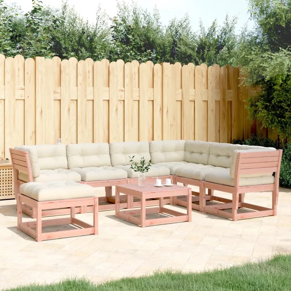 Set divani giardino 7 pz con cuscini legno massello di douglas