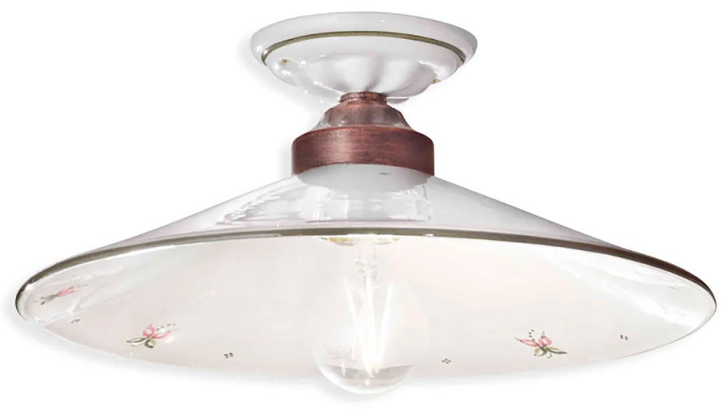 Plafoniera Classica Asti Ferro E Ceramica Nero Sfumato Rame 1 Luce E27