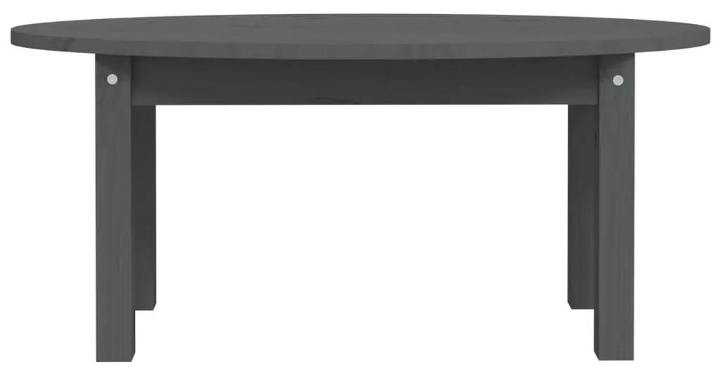 Tavolino da Salotto Grigio 80x40x35 cm Legno Massello di Pino