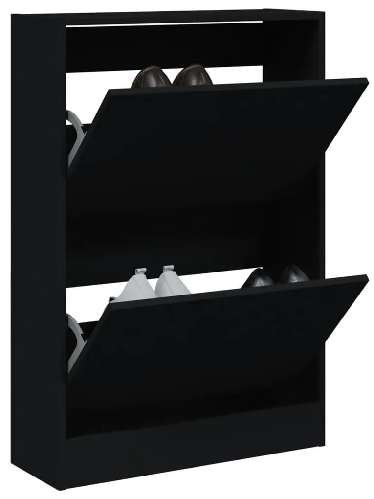 Scarpiera Nera 60x21x87,5 Cm İn Legno Multistrato /