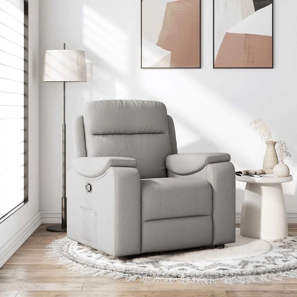 Poltrona Reclinabile İn Tessuto Grigio Nuvola /