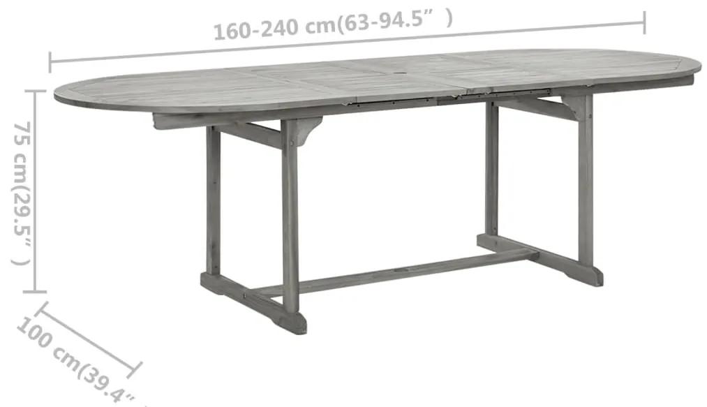 Tavolo da Pranzo per Esterni (160-240)x100x75cm Massello Acacia
