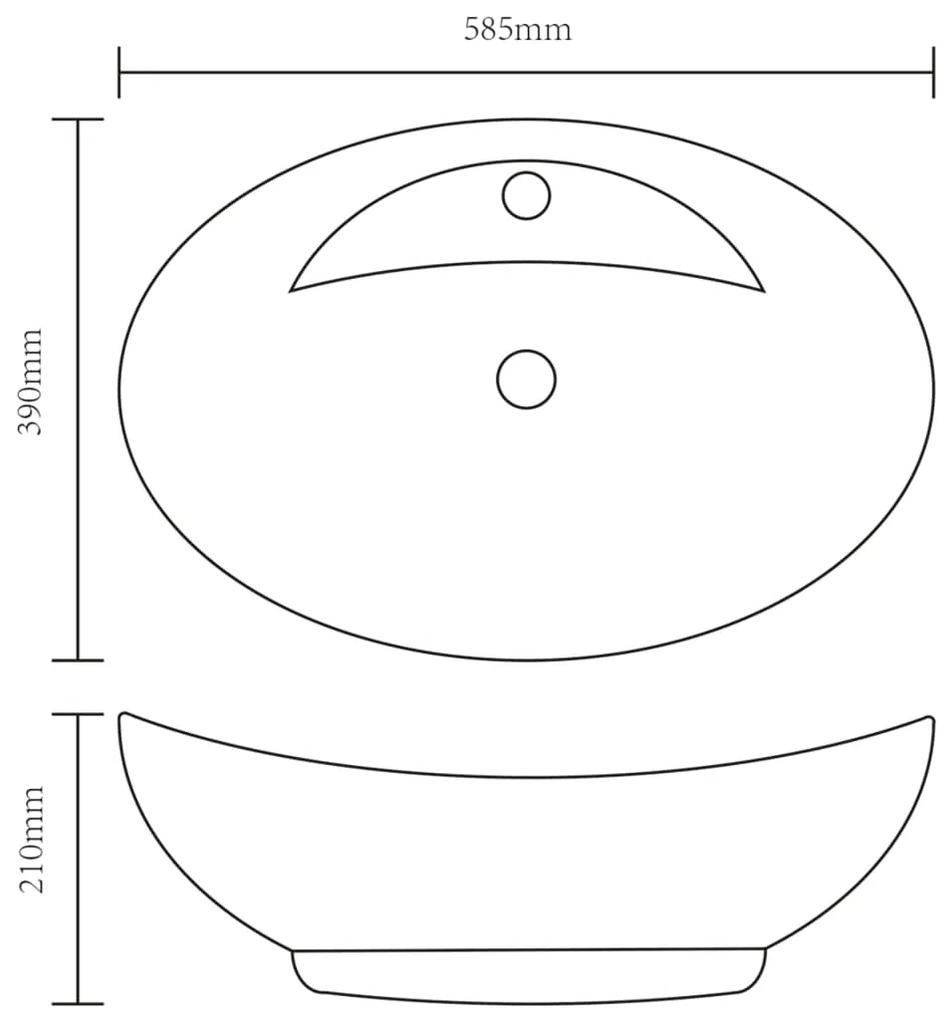 Lavandino per bagno in Ceramica nera ovale con Foro di trabocco