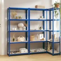 Scaffali a 5 Ripiani 3 pz Blu in Acciaio e Legno Multistrato 152857