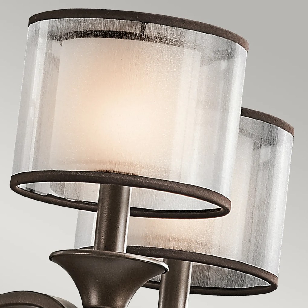 Lampadario Contemporaneo Lacey Acciaio Bronzo Antico Tessuto 5 Luci E14