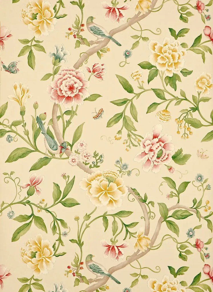 Sanderson Tapete Porcelain Garden - Red/ Beige