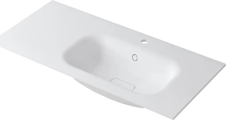 Lavabo a incasso rettangolare vasca a destra L 100.5 x H 15 x P 46 cm in resina bianco opaco