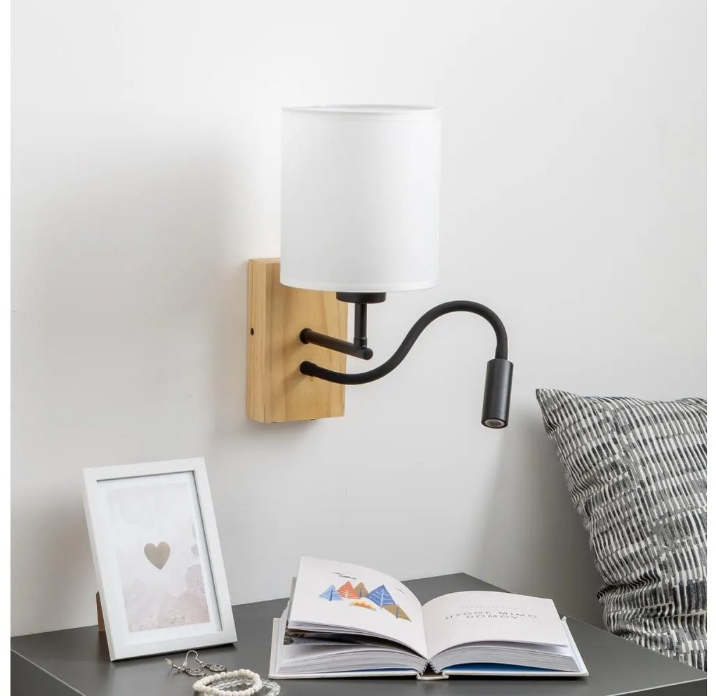 Brilagi - Applique a LED NUBILA WOOD 1xE27/25W/230V + LED/3W quercia/bianco