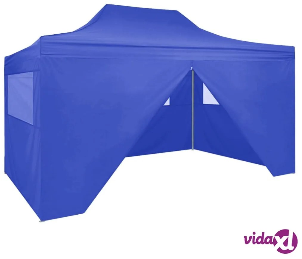 vidaXL Gazebo Professionale Pieghevole con 4 Pareti 3x4m Acciaio Blu
