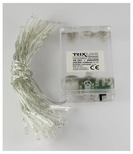 Catena luminosa natalizia 20xLED/2 funzioni 2,4m bianco caldo