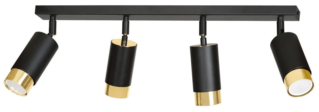 Lampada da Soffitto in Acciaio HIRO 4 Nero Cromo/Oro 4xGU10