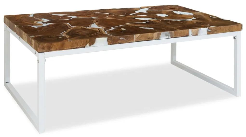 Tavolino da caffè in legno di teak e resina 110x60x40 cm