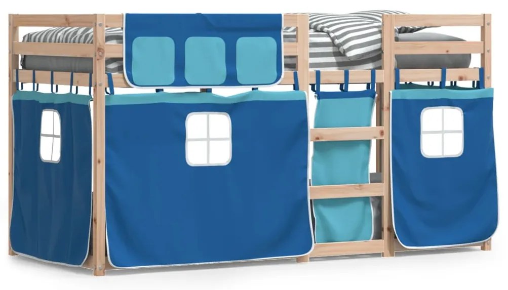 Letto A Castello Senza Materasso Blu 90x190cm Massello Pino /