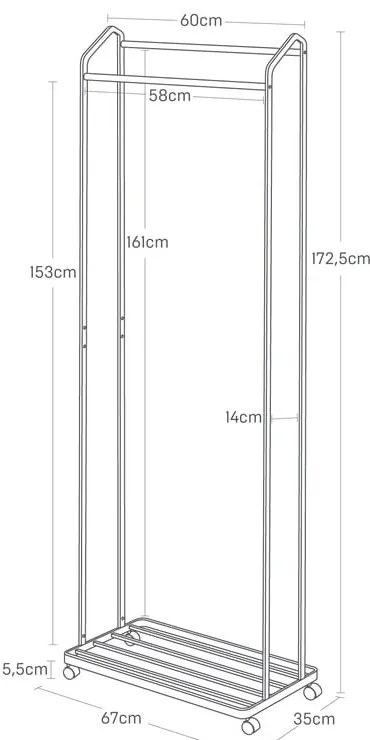 Appendiabiti mobile in metallo bianco Tower - YAMAZAKI