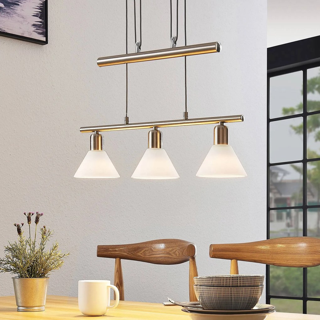 Lampada a sospensione Delira Lindby, dimmerabile, Alluminio / Grigio / Zincato, Soggiorno / Sala da pranzo, Metallo, Moderno, Lampada a sospensione