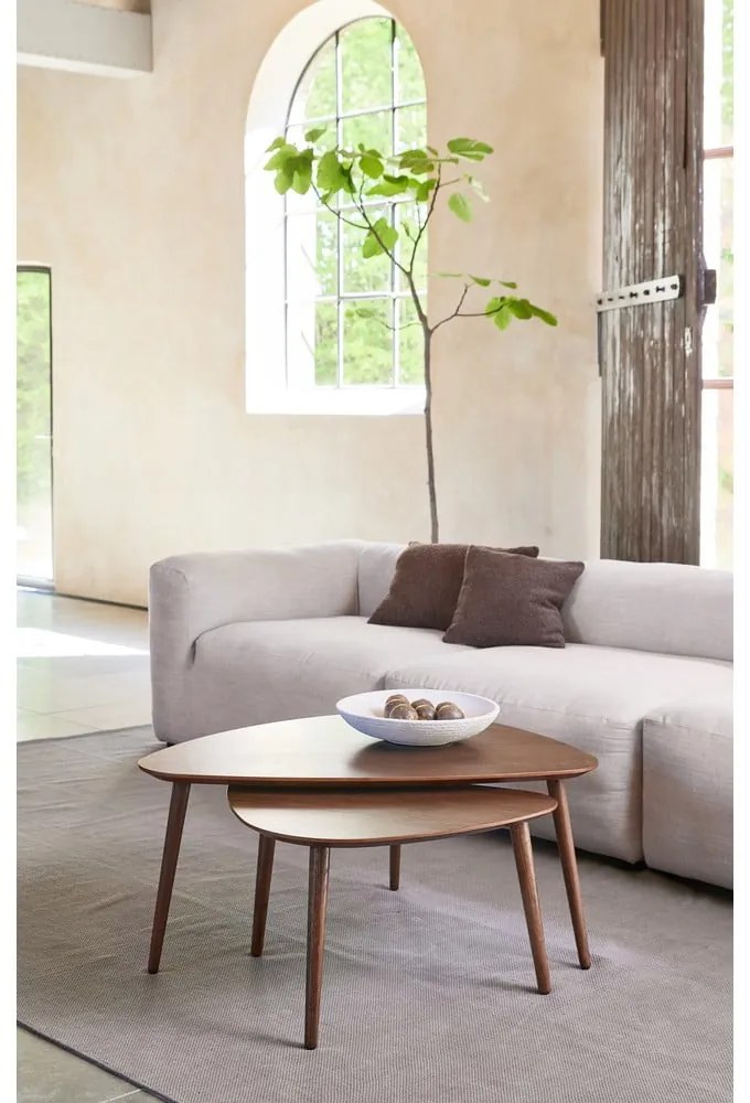 Tavolini marroni in rovere decorato in set di 2 70x100 cm Adda - Unique Furniture