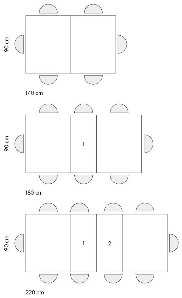 Tavolo LIPARI in legno finitura bianco frassinato e base bianca allungabile 140&#215;90 cm &#8211; 220&#215;90 cm