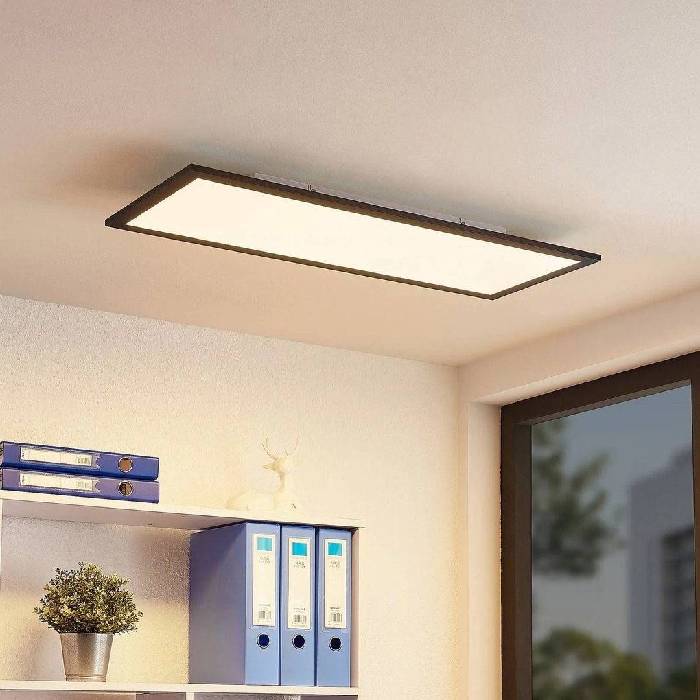 Pannello LED Lindby Nelios, 80 x 30 cm, 4.000K, nero, metallo Nelios, Nero, Soggiorno / Sala da pranzo, Alluminio, Moderno, Pannello LED