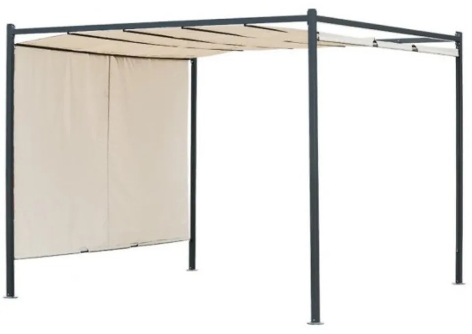 Pergola da Giardino 3x3, Gazebo in Acciaio Verniciato, Top in Poliestere 180 g/mq | 300x300x285h