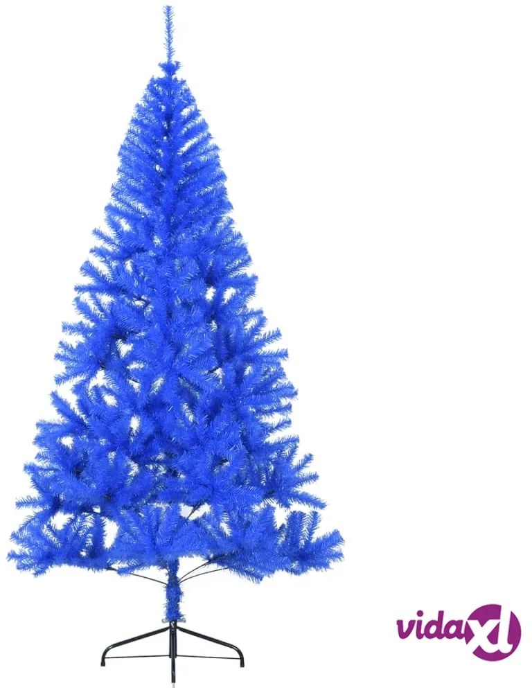 vidaXL Albero di Natale Artificiale a Metà con Supporto Blu 210 cm PVC