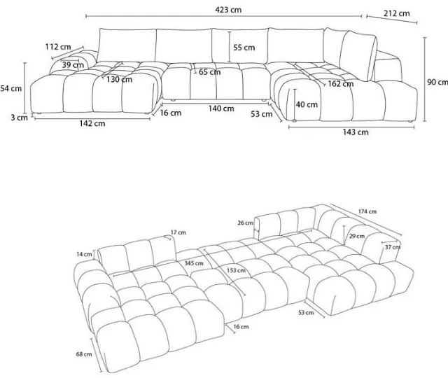 Divano angolare burgundy allungabile e con contenitore (penisola a destra/a U) con rivestimento in ciniglia Everest – Bobochic Paris