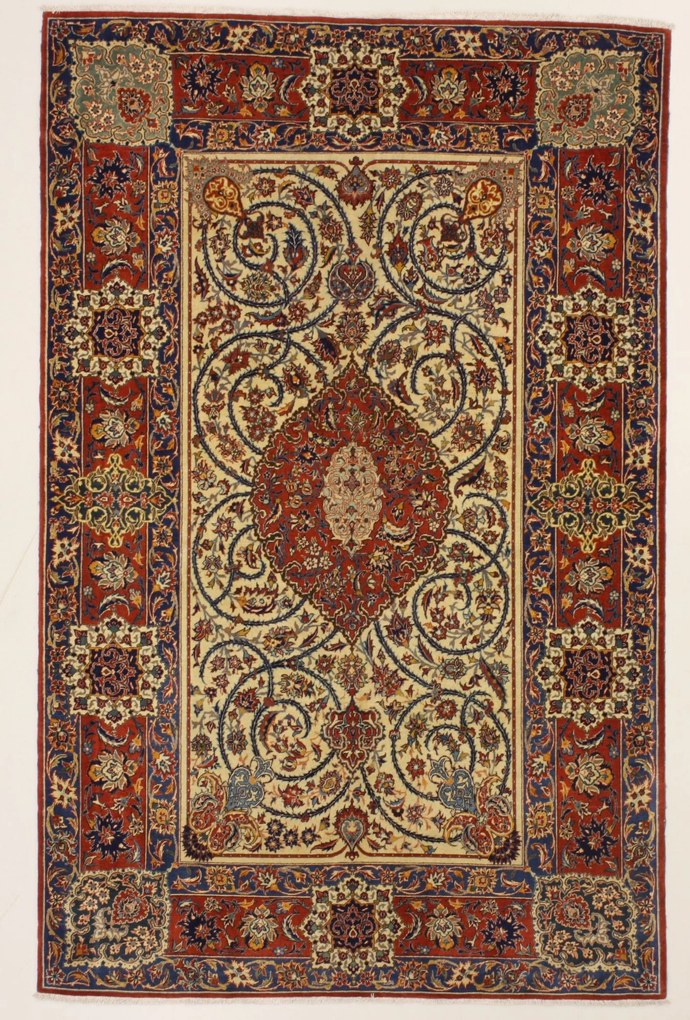 Isfahan Tappeto 230x150 (Iran) Annodato A Mano
