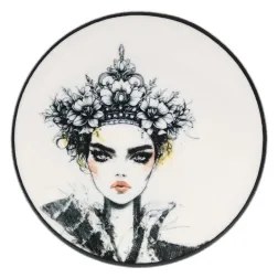 Set da tavola 4 pezzi, nero/bianco, in porcellana