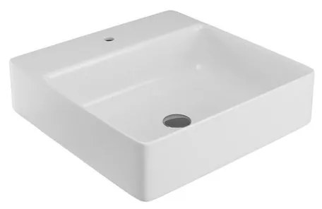 Lavabo da appoggio quadrato in ceramica L 50 x H 14 x P 20 cm bianco