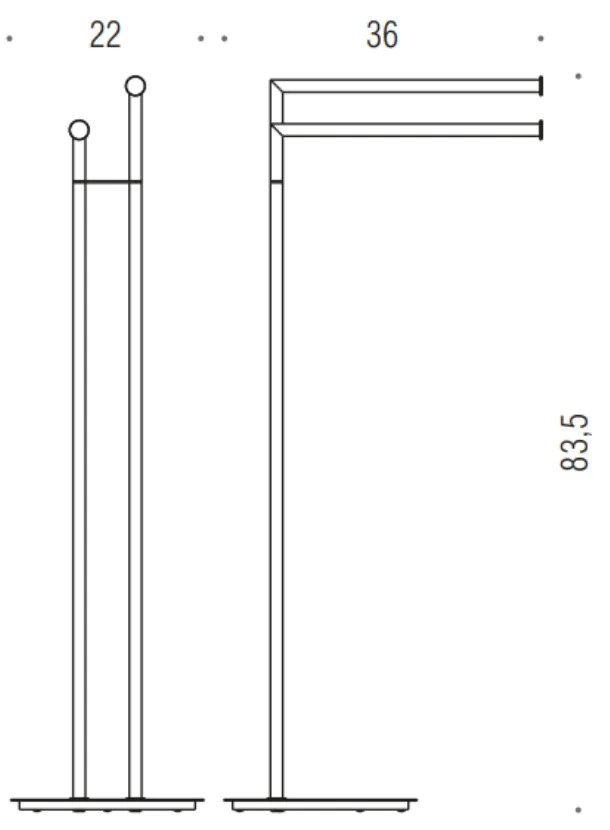 Colombo design mini b40380cr piantana con due aste portasciugamani cromo