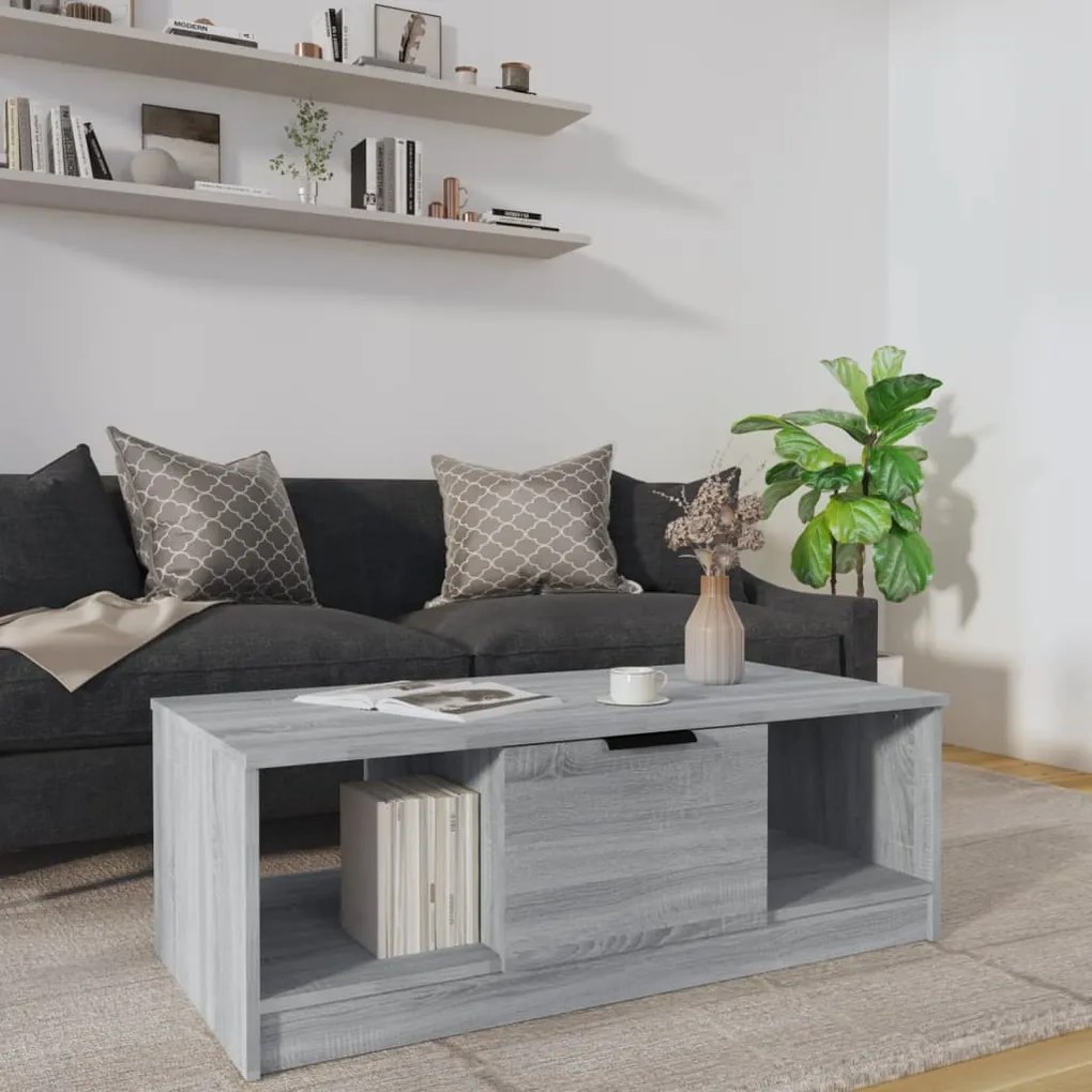 Tavolino Da Salotto Grigio Sonoma 102x50x36cm Legno Multistrato /