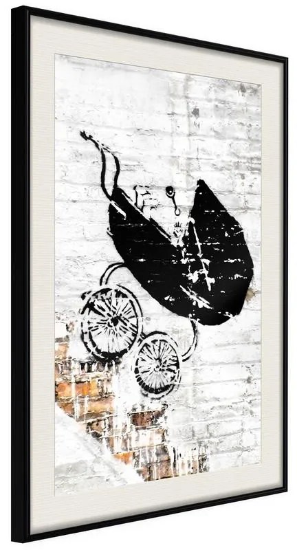 Poster  Banksy: Baby Stroller  Cornice Quadri Cornice nera con pass-partout, Larghezza x Altezza Home decor 30x45