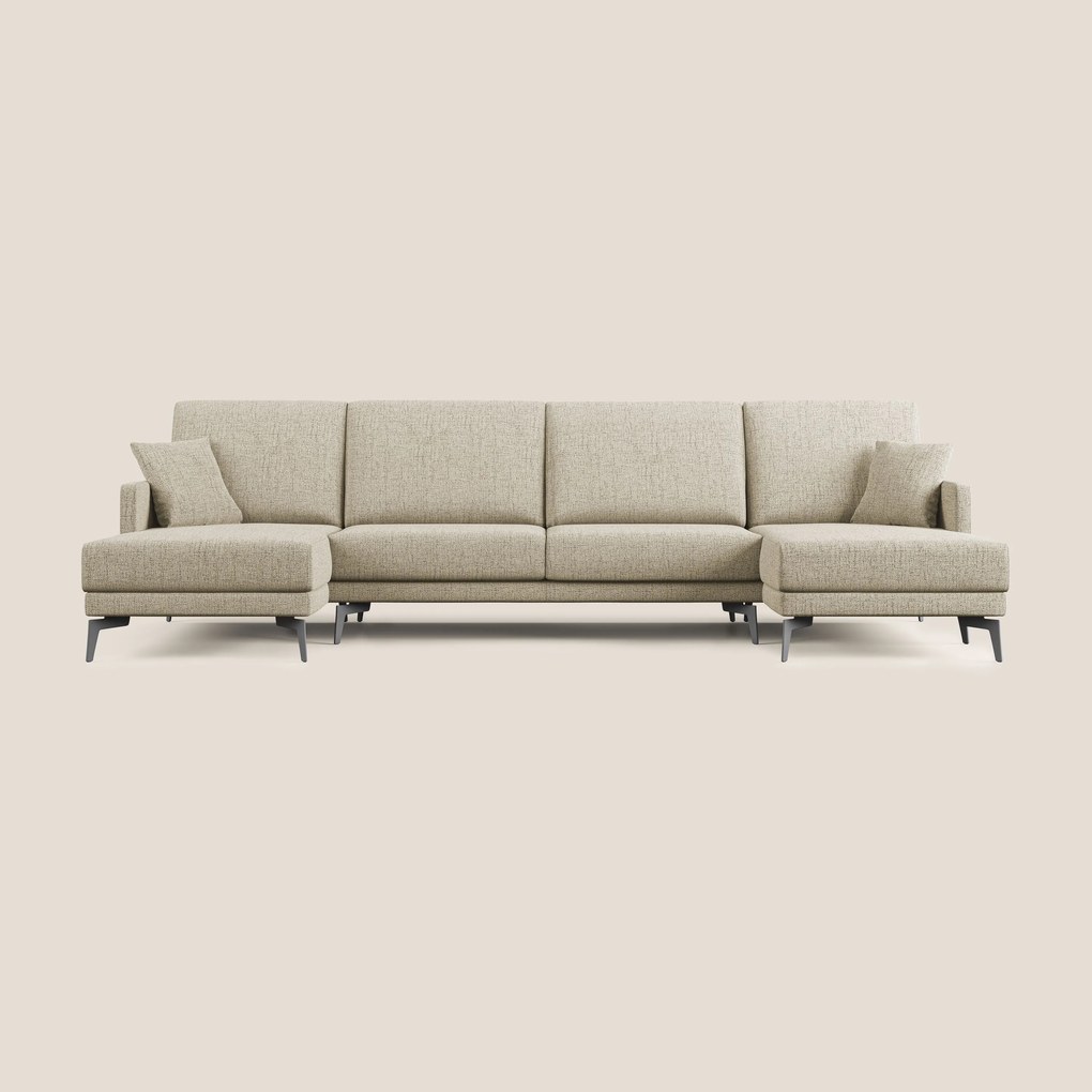 Saturno divano panoramico moderno in tessuto morbido impermeabile T03 beige