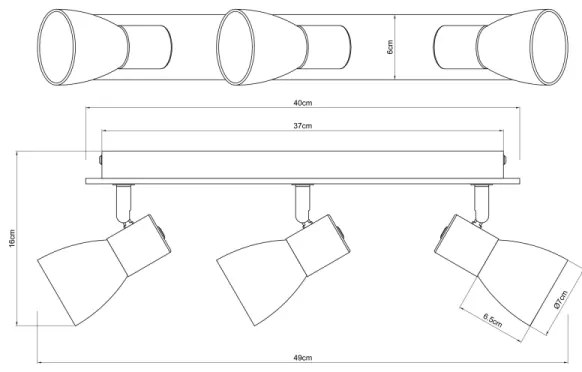 Globo 54307-3W - Luce Spot CLAUDE 3xE14/40W/230V nero/legno