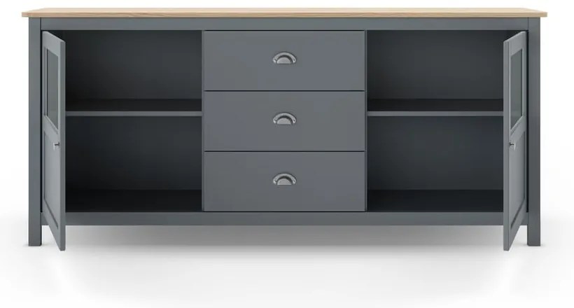 Cassettiera verde polveroso in pino massiccio 180x80x40 cm Misti – Marckeric