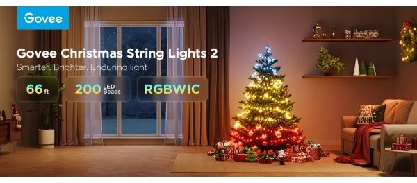 Govee - Catena natalizia a LED RGBICW per esterni 2700-6500K 20m Wi-Fi Matter IP66