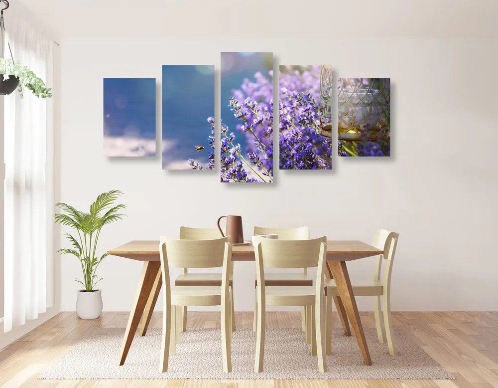 Quadri 5 pezzi – Giardino di lavanda