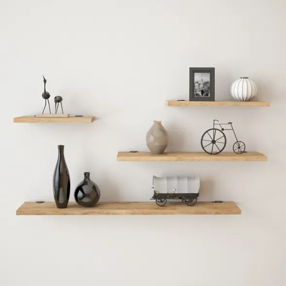 Set 4 Mensole A Parete Effetto Legno Rovere Spessore 18 mm Flying