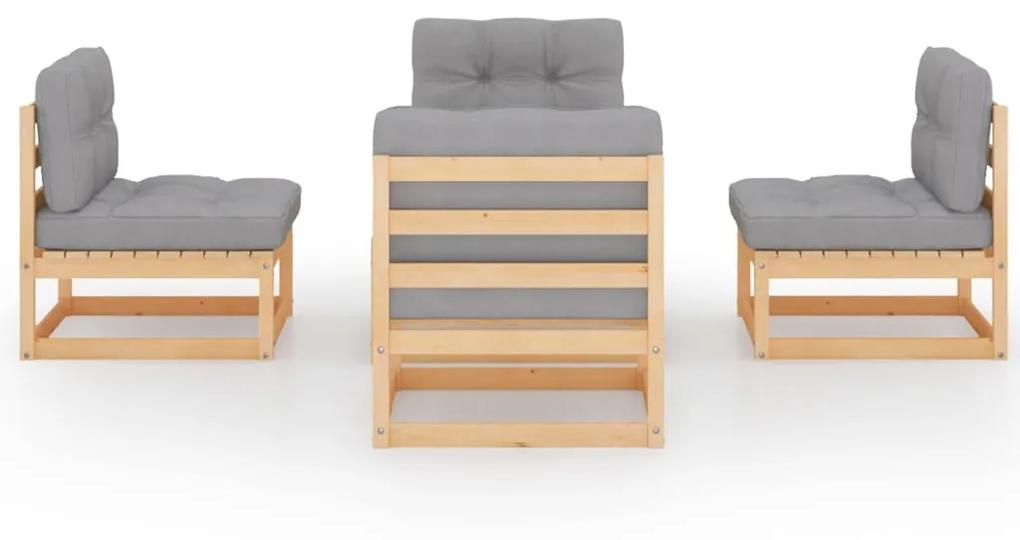 Set divani da giardino 5 pz con cuscini legno massello di pino
