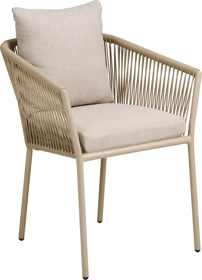 Sedia da esterno beige in metallo/in imbottito Salerno – House Nordic
