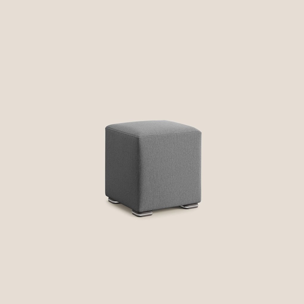 Cube pouf in tessuto morbido smacchiabile T05 antracite