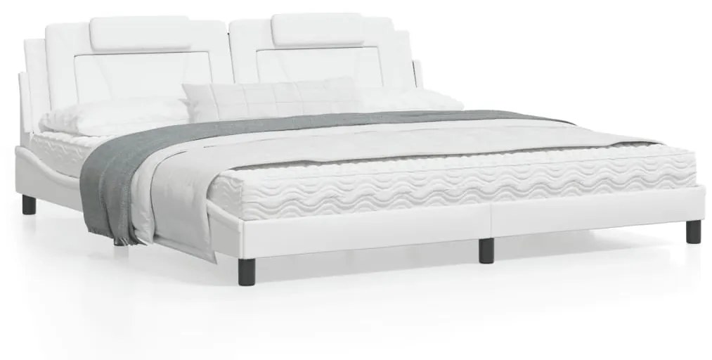 Letto con materasso bianco 200x200cm in similpelle