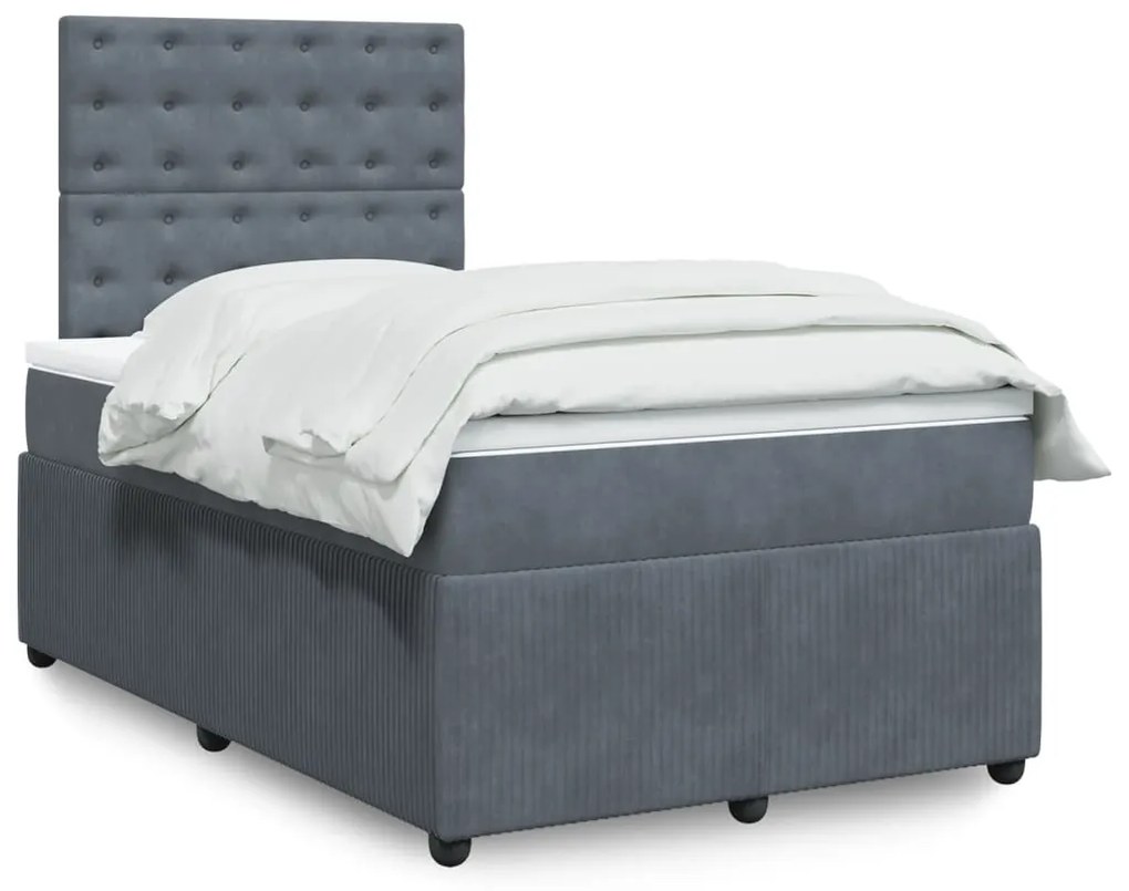 Giroletto A Molle Con Materasso Grigio Scuro 120x190 Cm Velluto /